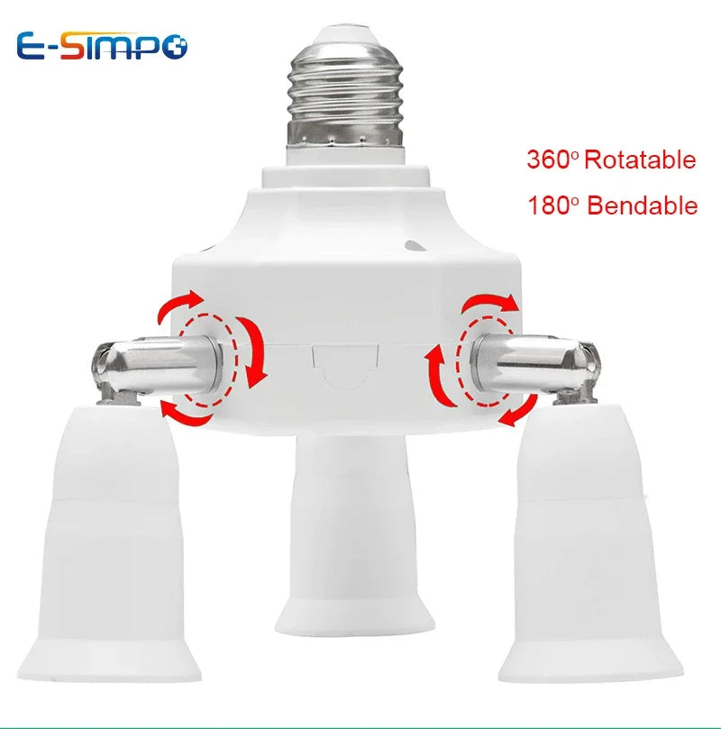 1pc E26 E27 to 4E27 7E27 Adjustable Rotatable Screw Led Lamp CFL Bulb Base Holder Light Socket Adapter Converter Splitter