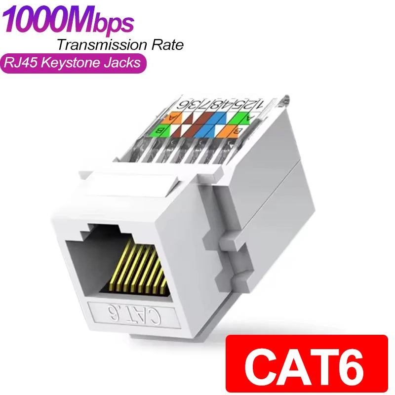 Cat5e Cat6 Tool-Less Keystone Jack Connector Female RJ45 Connectors Adapter Keystone Module Internet Network Ethernet LAN Cable