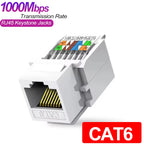 Cat5e Cat6 Tool-Less Keystone Jack Connector Female RJ45 Connectors Adapter Keystone Module Internet Network Ethernet LAN Cable