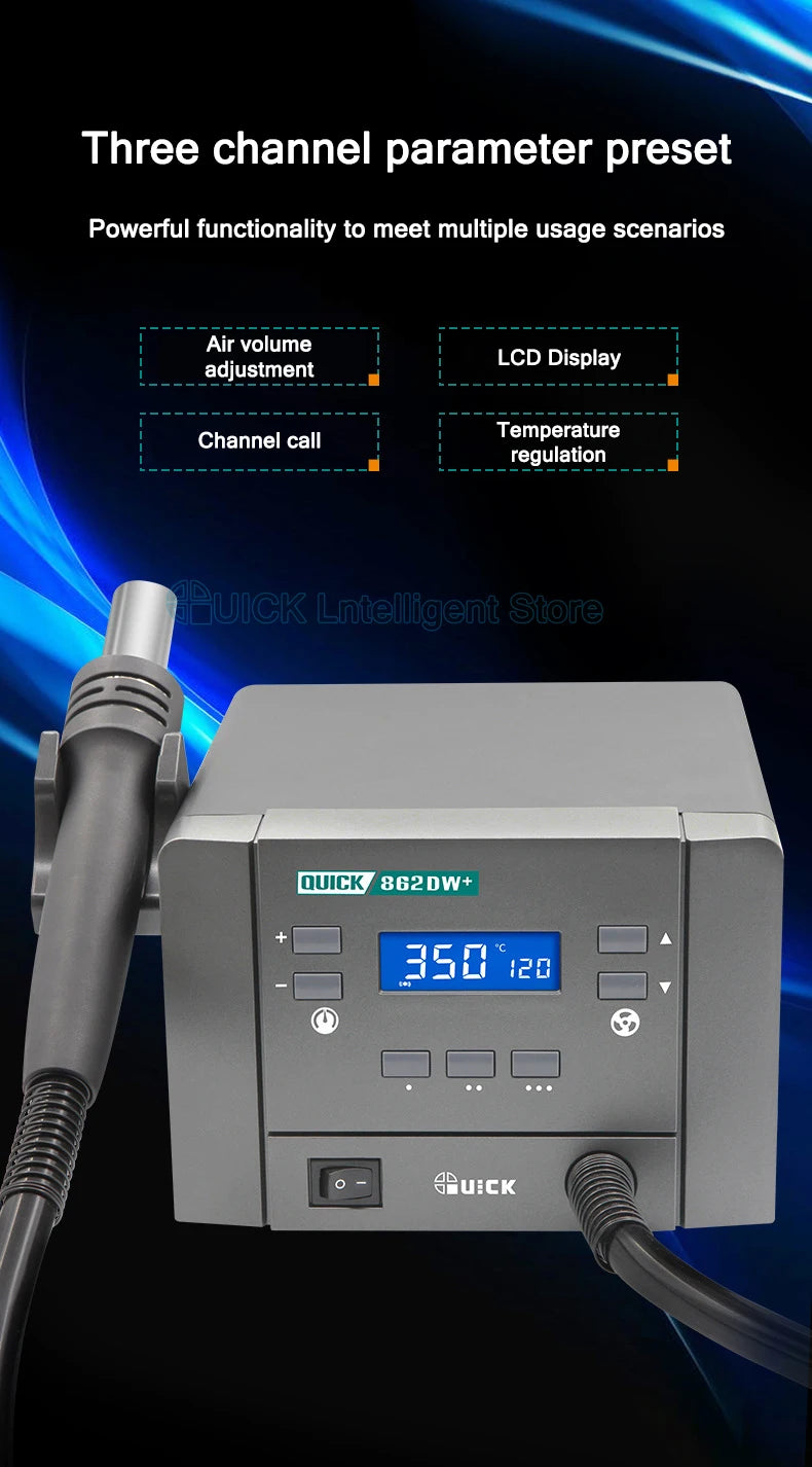 Soldering Stations QUICK 862DW+ Hot Air Gun Rework Stations Heat Gun welding station Hot Air Disassembly For BGA SMD Repair