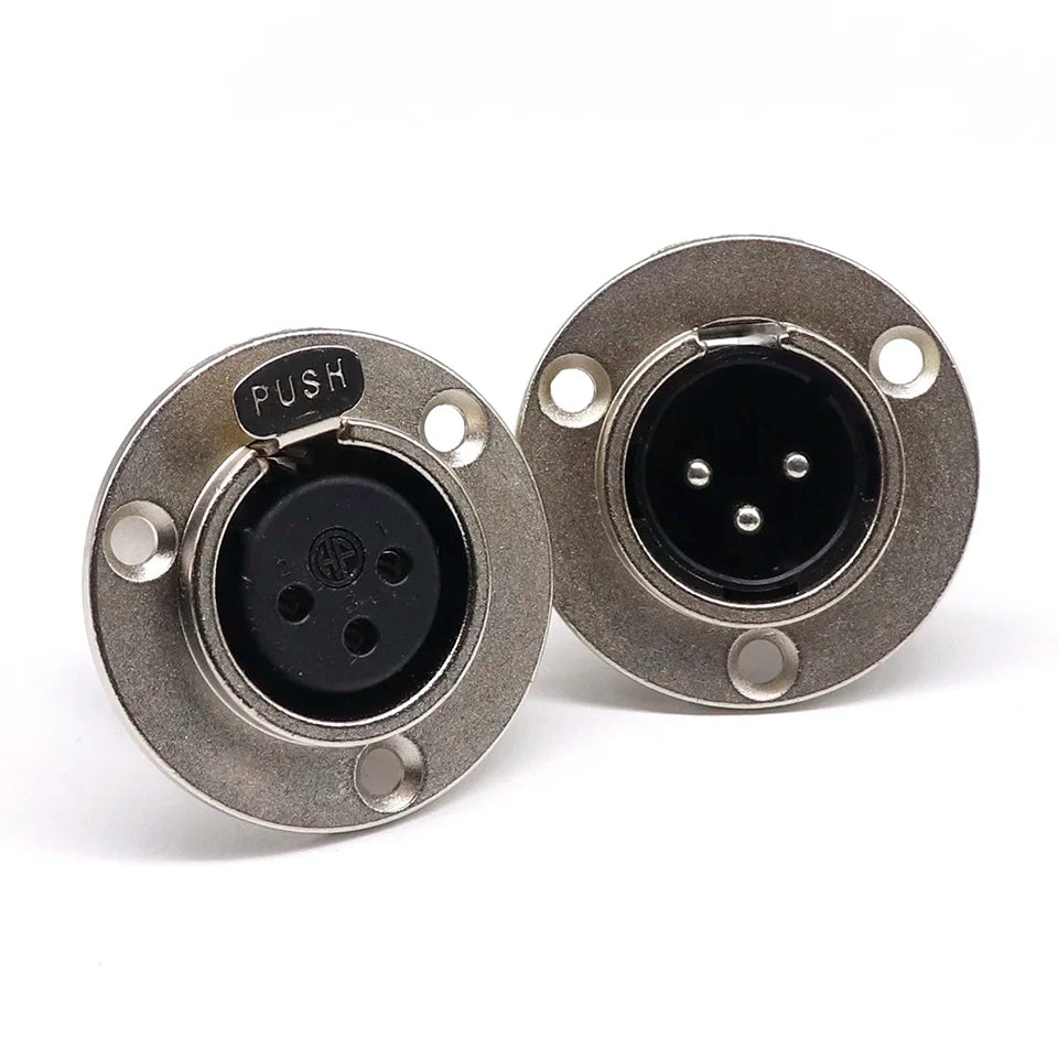 3/4/5pin Round Male/Female Metal XLR Speaker Panel mount socket Connector Adapter Audio Microphone Socket