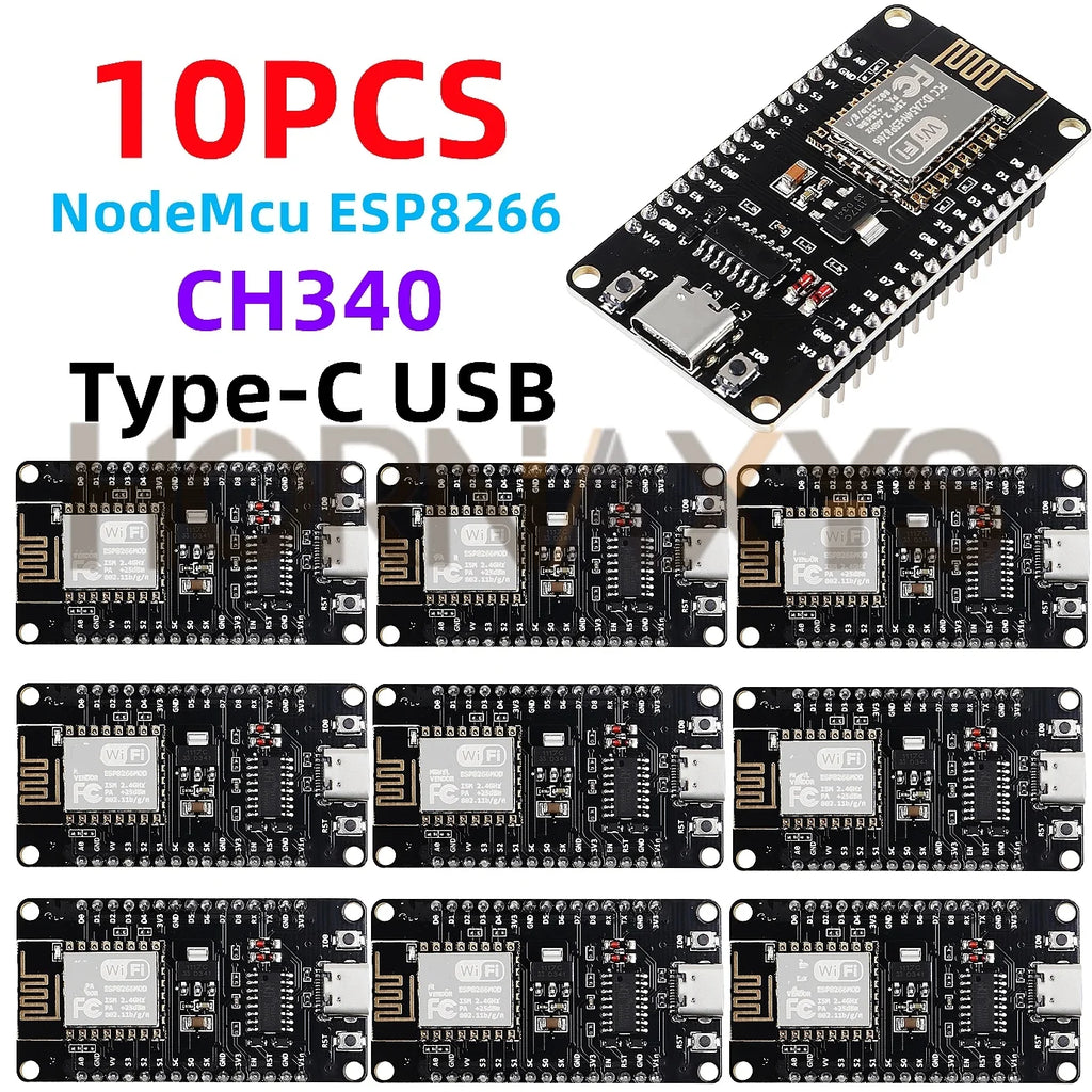 1-10pcs/ESP8266 NodeMCU LUA CH340 ESP-12E WiFi Internet Development Board 4M Flash Serial Wireless Module for Arduino Type-C USB