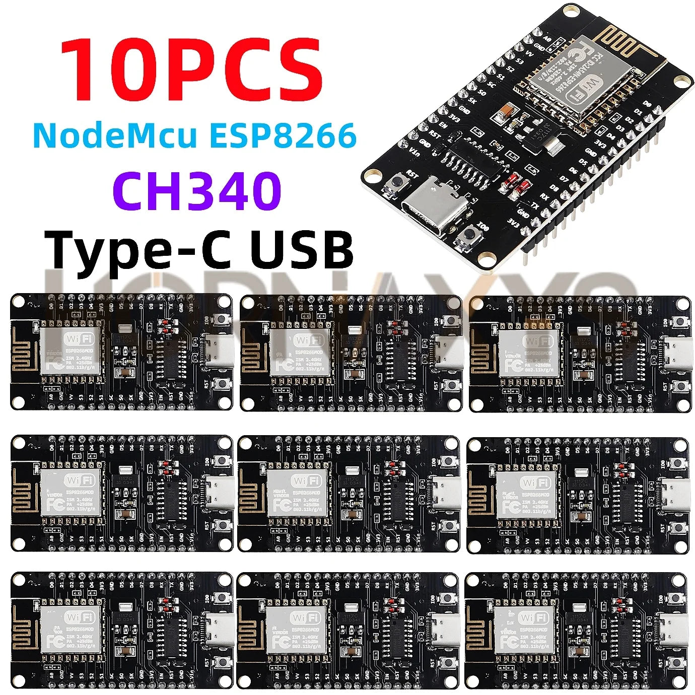 1-10pcs/ESP8266 NodeMCU LUA CH340 ESP-12E WiFi Internet Development Board 4M Flash Serial Wireless Module for Arduino Type-C USB