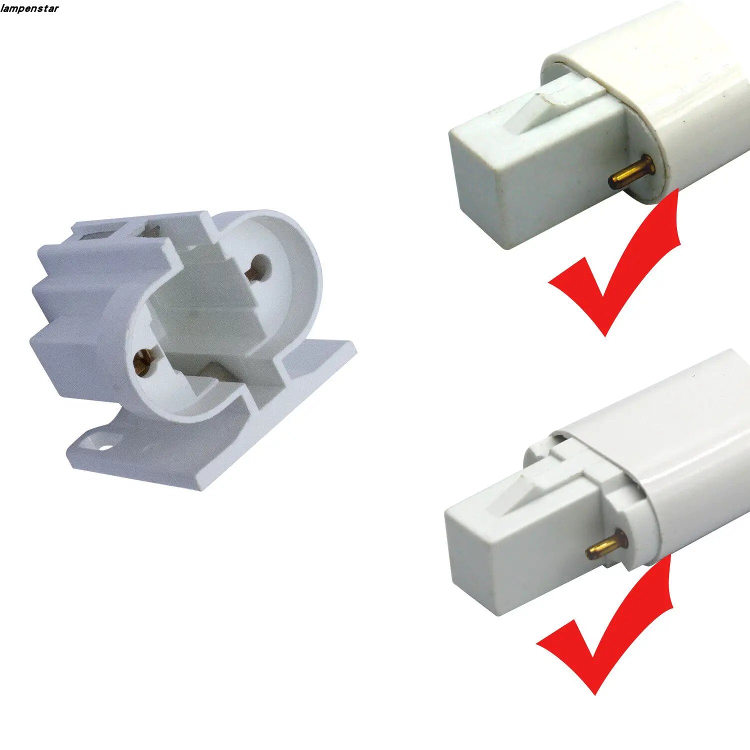 2PCS G23 2pin PLS Ultraviolet UV UVC LED CFL Fluorescent Halogen Tube Bulb Base LampHolder Light Socket