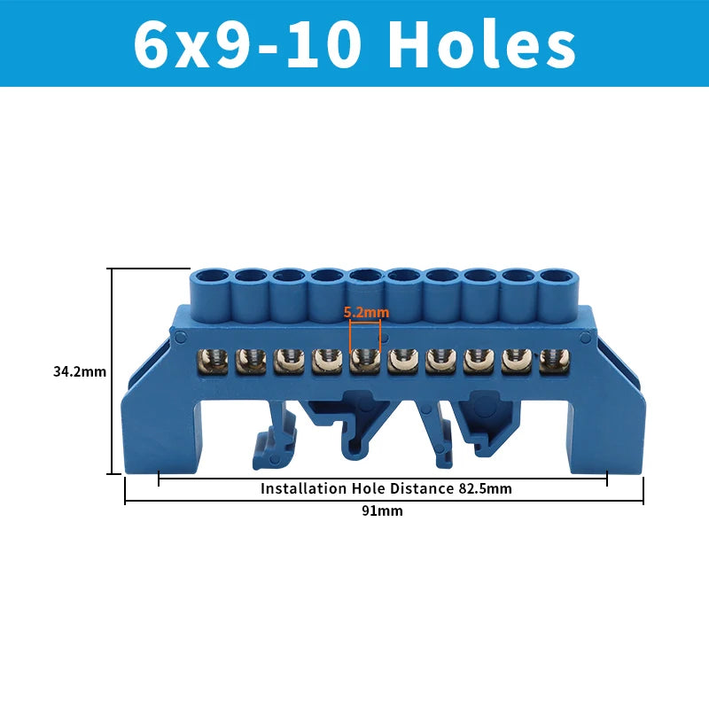 OMCH Terminal Bar 7x10 9x14mm Brass Ground Neutral Block High Conductivity Bridge Connector for Power Distribution Cabinet