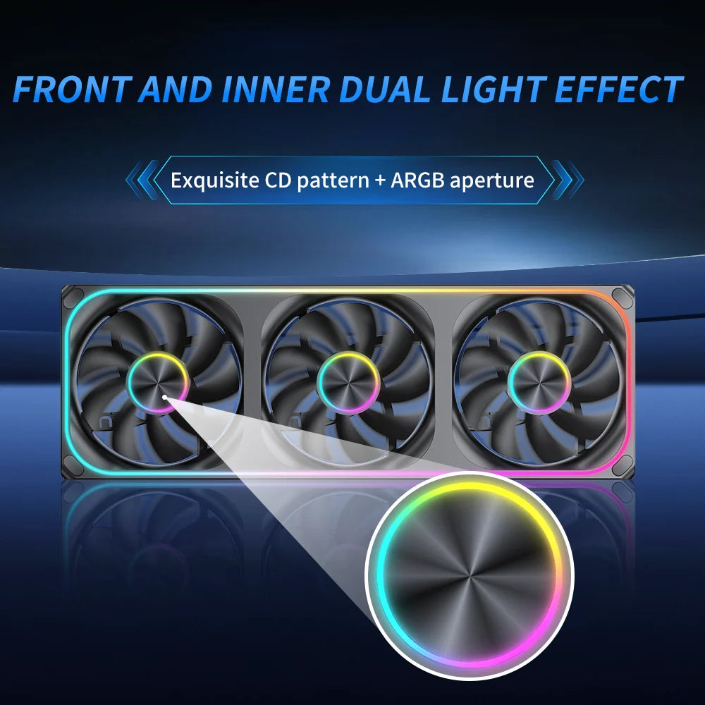 V360/120 ARGB Computer Case Cooling Fan, Infinity Mirror Series/CD pattern/Hydraulic bearings Integrated cooling fan