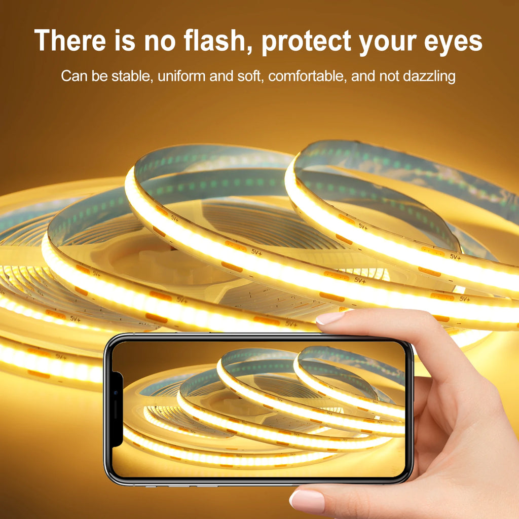 Super Bright USB DC5V COB Led Light Strip 320LED/m High Density Flexible Linear Lighting Warm/Natural/White 50cm 1m 2m 3m 4m 5m
