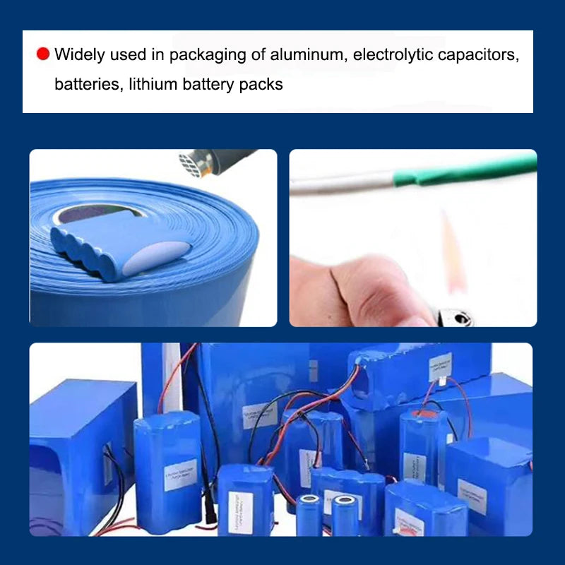 130mm~350mm 1KG PVC Heat Shrink Tube Black Shrinkable Cable Sleeve For 18650 Lithium Battery Pack Insulating Sleeve Shrink Tube