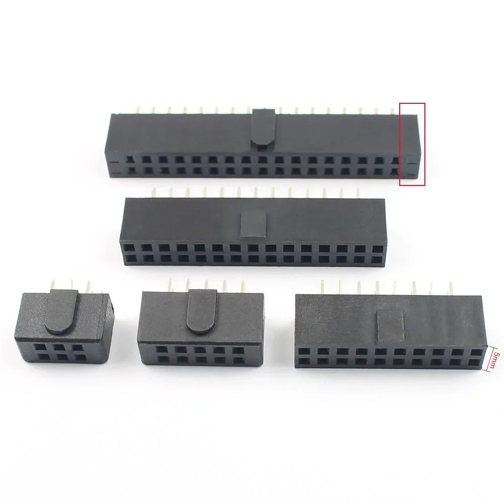 10pcs 2.54mm Pitch Female Header Strip 6/10/14/16/20/26/34/40/50 Pin Dual Straight DIP Polarizing Key Connector 6P 10P 40P 50P