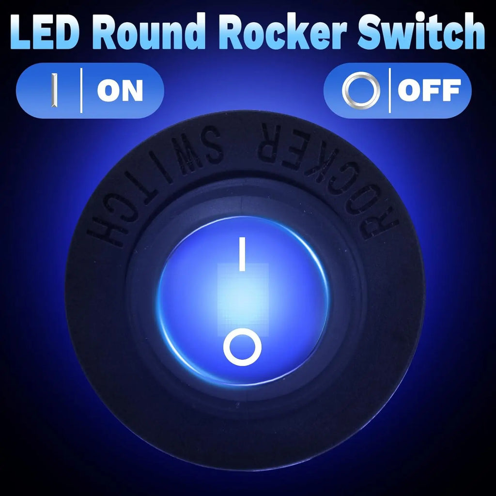 SPST 3 Pin Round Rocker Switch Toggle Switch 12V Waterproof Lighted LED On/Off Switch for Car Marine Toggle Switch