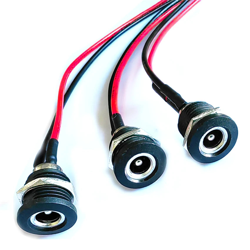 High Current 20AWG 5.5*2.1mm/5.5*2.5mm DC022D DC Power Cable Female Socket DIY Waterproof Jack Plug Panel Mount Connector