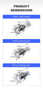 16/19/22mm LED Flash Buzzer 12V 24V 220V Intermittent Sound Alarm Indicator Light Signal Lamp Flash metal Buzzer Waterproof IP65