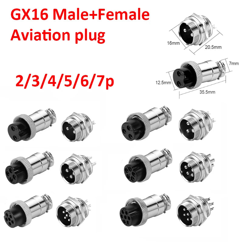 GX12/GX16/GX20 2/3/4/5/6/7 Pin Male&Female Docking Aviator Aviation Plug Socket Circular Connector