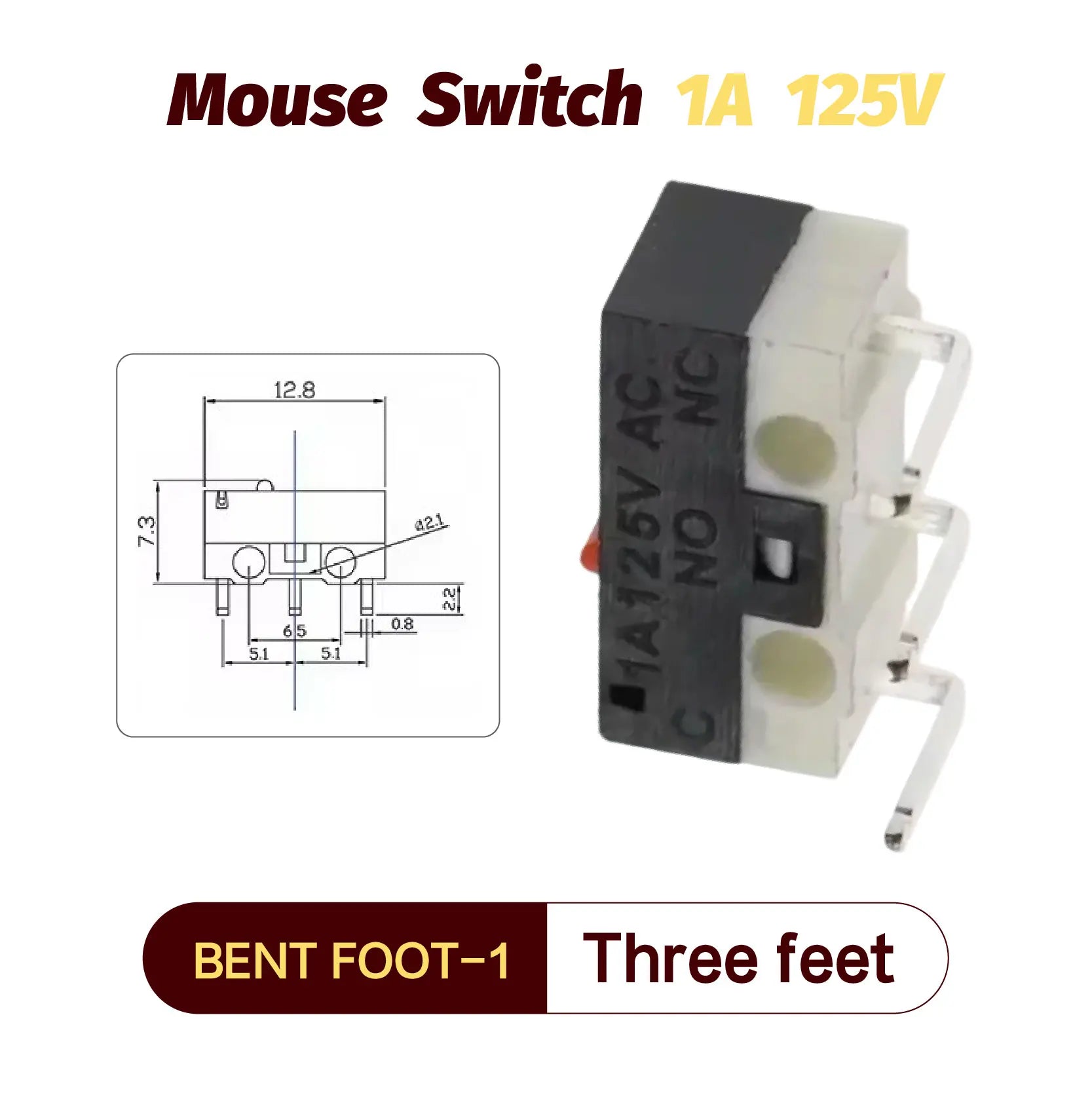 20/100/1000Pcs Micro Limit Switch Momentary Push Button Switch 1A 125V 3Pins SPDT Mouse Switch