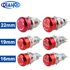16/19/22mm Metal Aluminum Emergency Stop Switch Push Button Switch Latching NO NC 2NO 2NC Pin Terminal Red Mushroom Stop Button