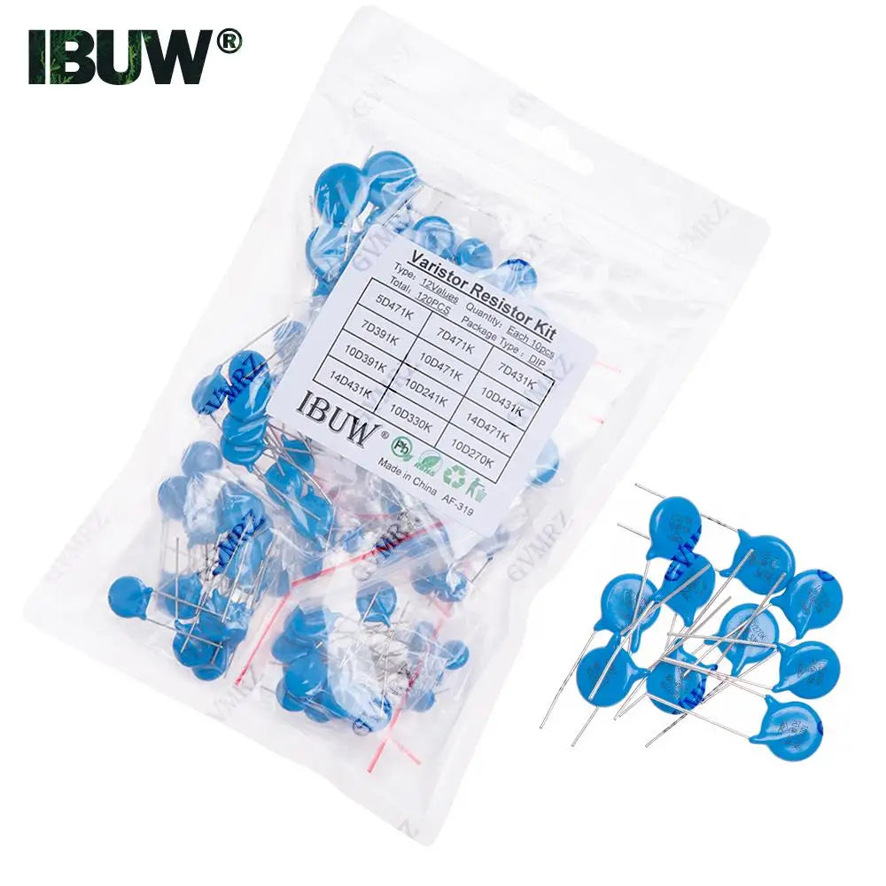 120PCS 12Values Varistor Resistor Kit 5D471K 7D471K etc. DIP Package for Surge Protection Projects