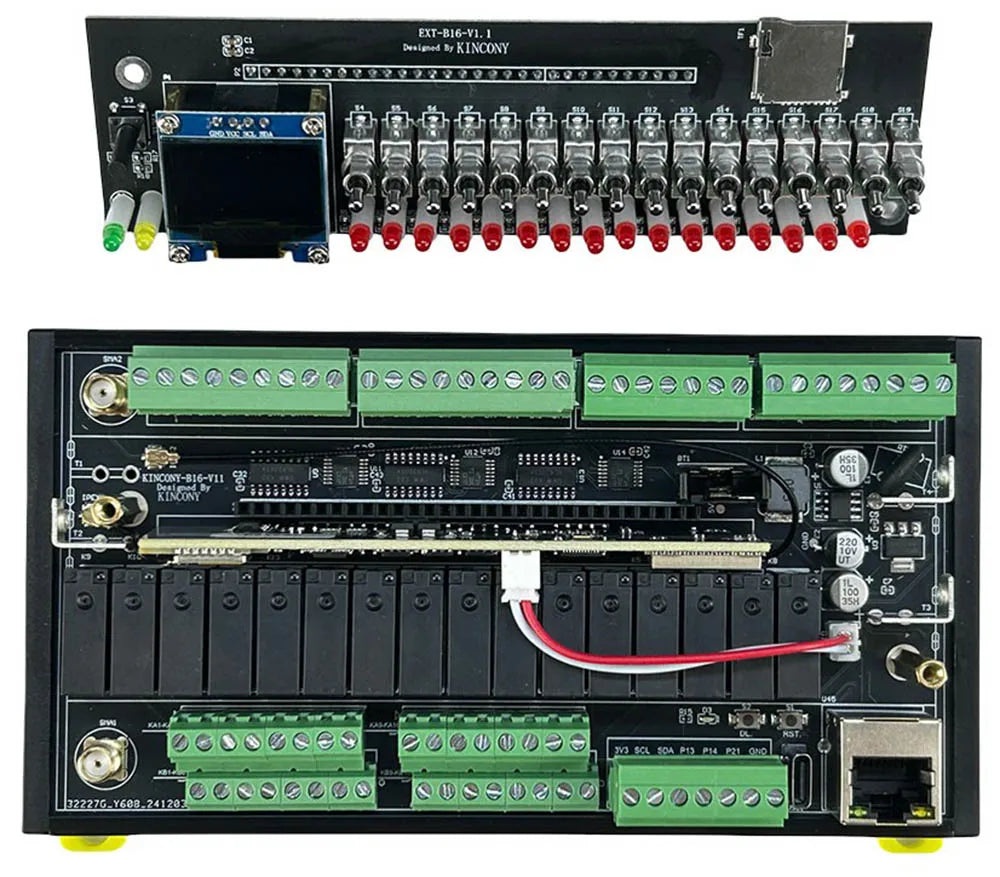 Kincony B16 ESP32-S3 Smart Controller 16CH Relay Output 7CH 1-Wire GPIOs 4CH ADS1115 Analog Input ESPHome Tasmota Tuya SD Card