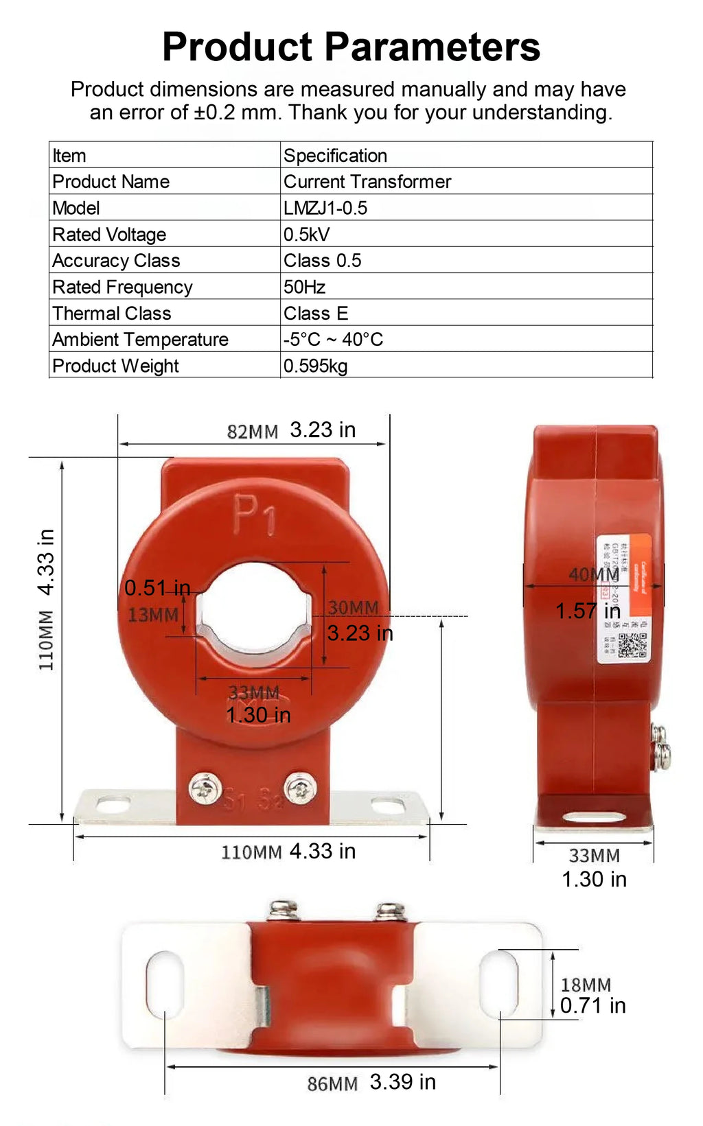 LMZJ1 Ring Type Current Transformer CT 50/5A-1000/5A Class 0.5 Precision Metering AC Current Transformer 0.5KV