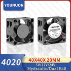 Dual Ball 40mm Cooling Fan 40x40x20mm Cooler 24V 12V 5V 4020 Computer Case Cooling Fan 2PIN 3PIN Heatsink Fan 3D Printer Fan