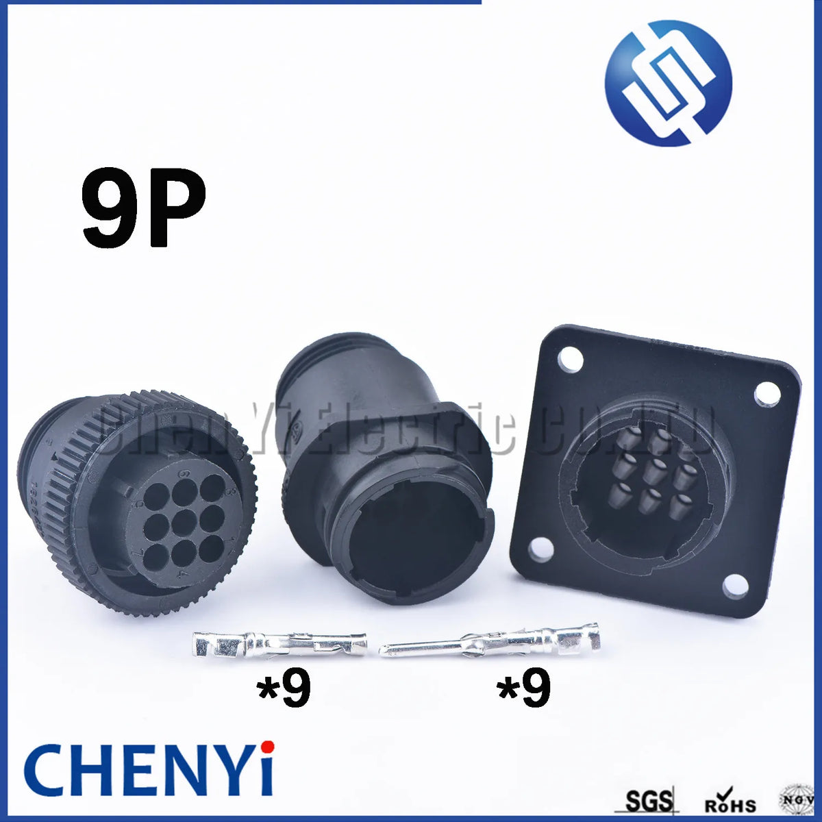 9 Pin Male Female Aviation Wiring Black Circular Connector Plug  with Pins 182663-1 182645-1 182922-1 183079-1