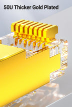 AMPCOM CAT7 Pass Through RJ45 Modular Plug Network Connectors STP 3/50μ Gold-Plated 8P8C Crimp End for Ethernet Cable