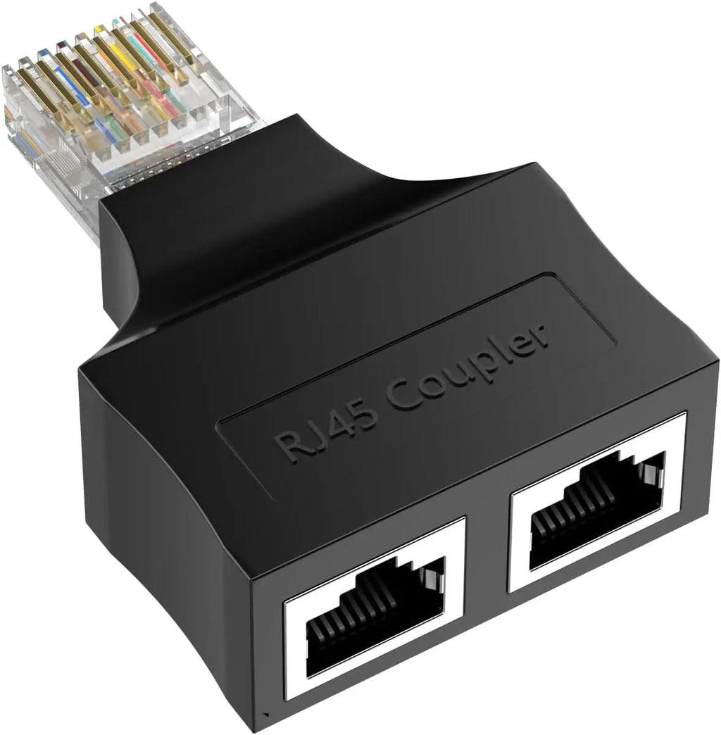 RJ45 8P8C Eight Core Network Cable Splitter Network Tee 1 Male to 2 Female Adapter Network Extender CAT6/CAT5