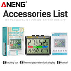 Digital Thermohygrometer Clock ANENG AP01 Snooze Alarm Mode Air Thermometer Humidity Multi-scenario High Precision Tester Tools