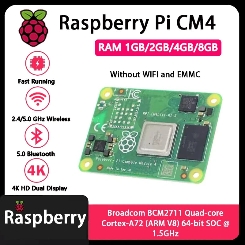 Raspberry Pi CM4 1GB/2GB/4GB/8GB RAM Rpi ComputeModule 4 4GB/8GB/16GB/32GB EMMC Wifi Optional Original Boosted Performance