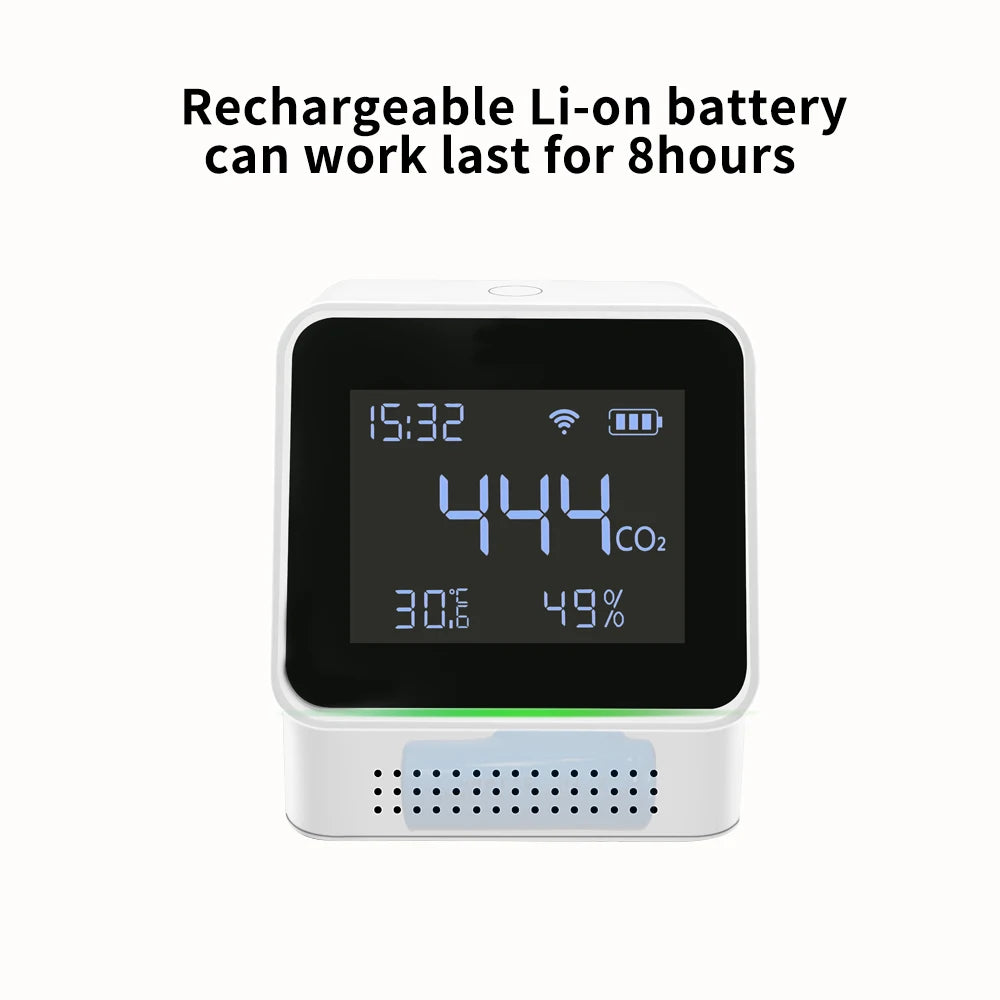 Lincukoo Tuya WiFi Smart Air Monitor NDIR CO2 Temperature＆Humidity Measurement High-Precisio Realtime Sound Lighting Alarm