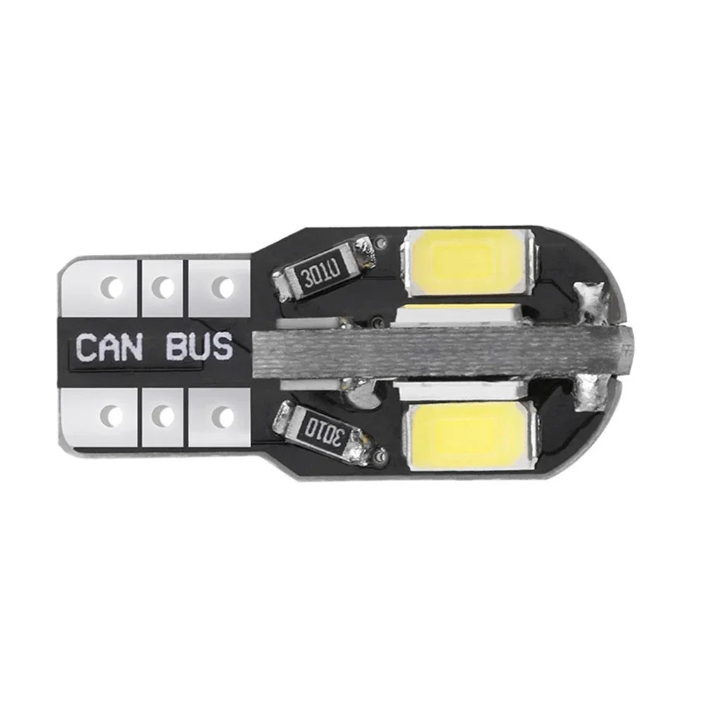 10PCS W5W T10 LED Bulbs Canbus 5730 8SMD 12V 6000K for Car Turn Signal Reading Brake Trunk Hood Width Clearance Lights