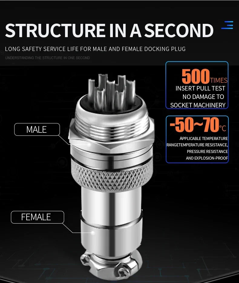 5/10/100SETS aviation plug GX16-2P/3/4/5/6/7/8/9pin male female aviation socket connector 12 16 20mm
