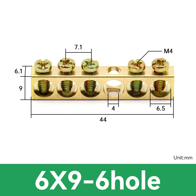 1 PCS Multi Specification Brass Ground Strip 5/6/7/8/9/10/12/15/20 Hole Brass Rod Grounding Terminal Ground Bar Terminal Strip