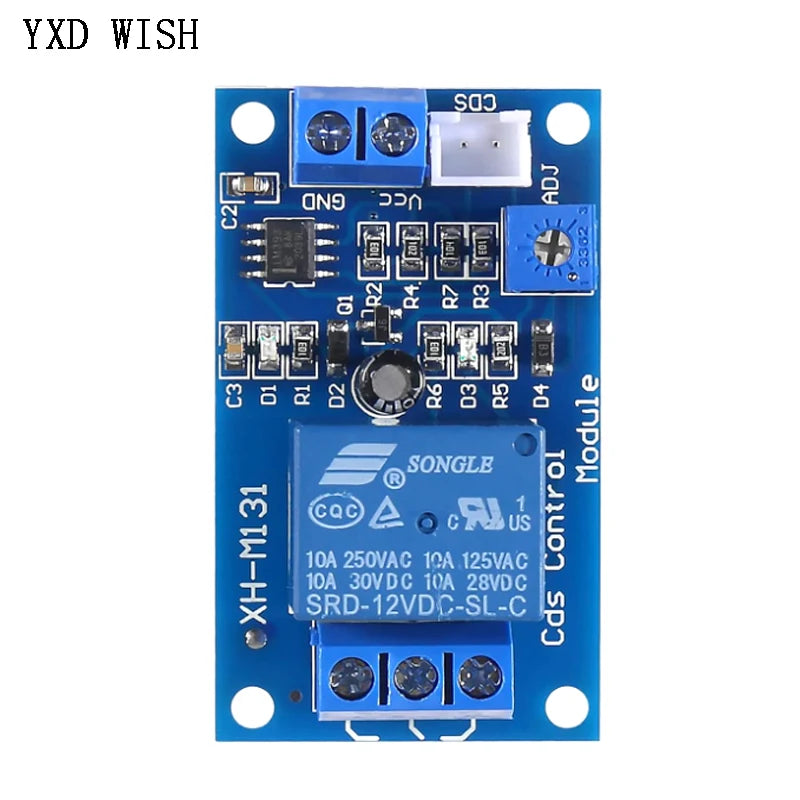 5pcs XH-M131 Light Control Switch Photoresistor Relay Module DC 5V/12V/24V Detection Sensor Brightness Automatic Control Module