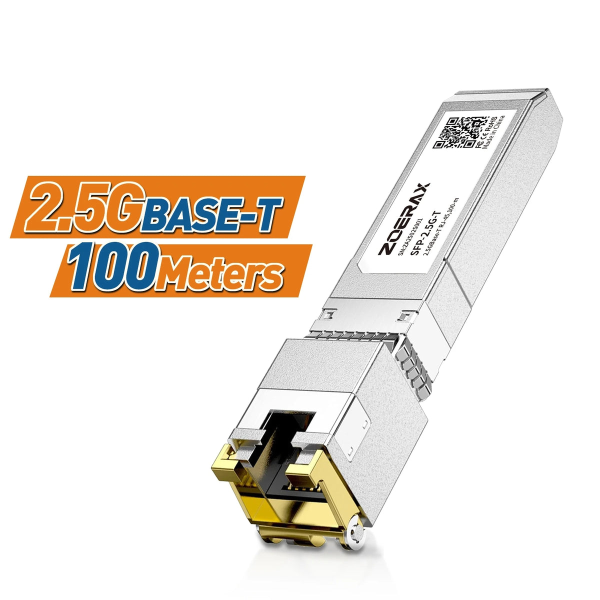 ZoeRax 1.25G/2.5G/10G GBASE-T SFP+ Copper Module to RJ45, CAT6a-Auto-Negotiation Ethernet Module SFP+ Copper Cable Adapter-1PCS