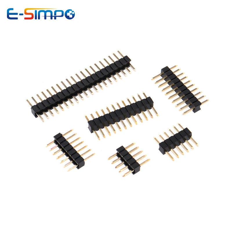 100pcs 1*2/3/4/5/6/40/50P 1.27mm Straight/RA 90d/ Horizontal RASMT Single Row 0.05" Gold-Plated Rohs PCB Male Pin Header