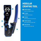 RJ45 Crimp Tool Pass Through Crimper Cutter for Cat6a Cat6 Cat5 8P8C Modular Connector Ethernet All-in-one Wire Tool