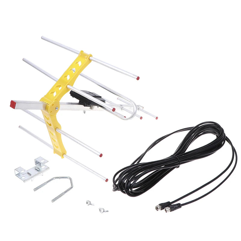 Outdoor 100Mile Amplified 8 Yagi Antenna HD TV 10dB Long Range UHF/VHF/FM HDTV