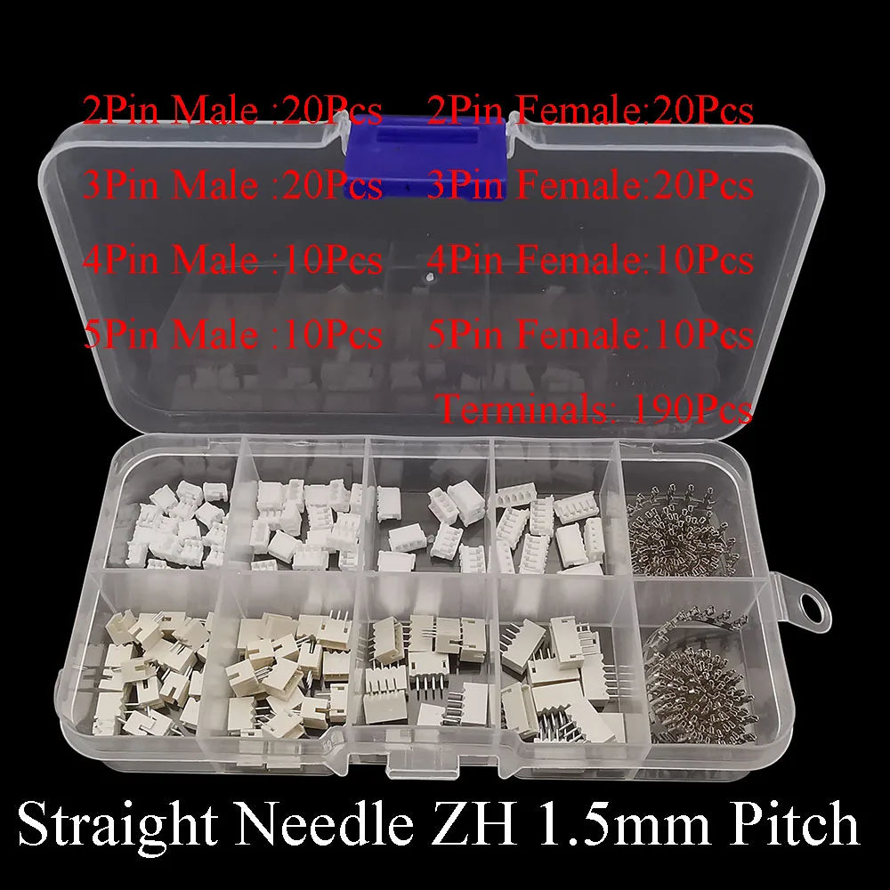 1Box SH 1.0MM/JST 1.25mm/ZH 1.5mm/PH 2.0mm/XH2.54mm/VH 3.96mm Male Plug Female Socket Housing Crimp Terminal Connector Kit