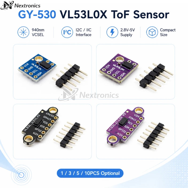 1/3/5/10PCS GY-530 VL53L0X Time-of-Flight ToF Laser Ranging Sensor Module 940nm I2C/IIC 3.3V/5V for Arduino