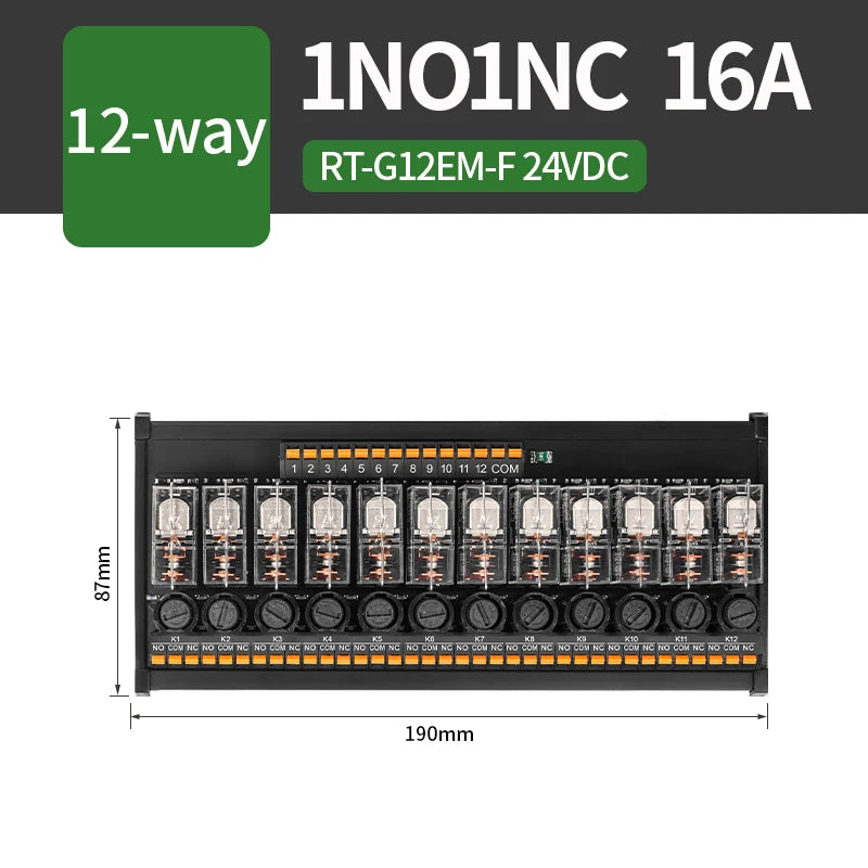 ENMG PNP/NPN Intermediate Relay Module G2R-1-E Control Module DC 24VDC One Open One Closed 16A 8/16 Way Screw Type Spring Inline