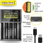 LiitoKala for 18650/26650/AA/AAA Li-ion/Ni-MH LCD Display Safe Fast Charging Lii-M4/M4S 4-Slot Smart Charger