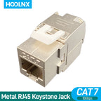Hoolnx CAT8 CAT7 CAT6A CAT6 Tool less RJ45 Keystone Jack, Metal Zinc Alloy Self-locking Tool Free STP Shielded Module Coupler
