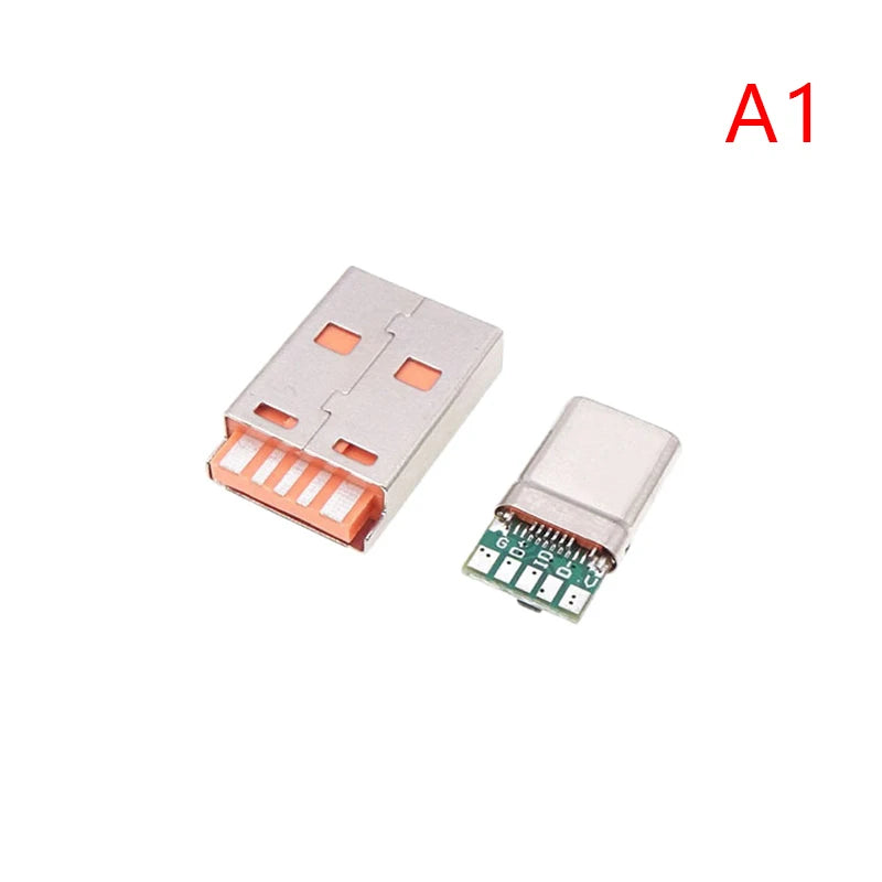 1Set Fast Charge Type-C USB 65W 5A Male Connector Welding With 5Pin PCB + Type A Male 6 Pin USB DIY OTG Data Charge DIY KIT