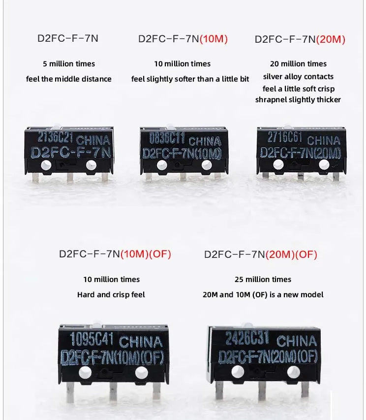 2Pcs/10Pcs Mouse Micro Switch D2FC F 7N D2FC-F-7N(10M)/(OF) D2FC-F-7N(20M)/(OF) D2FC-F-K 50M Microswitch for Mouse for Omron