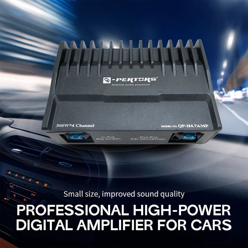 4-Channel DSP Car Amplifier, 300W Max / 4x75W RMS A/B Class Car Audio Amp, Digital Sound Processor for Vehicle Stereo System
