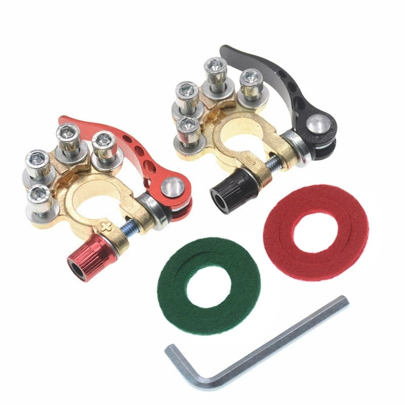 2Pcs Car Battery Terminal Connectors Quick Release Disconnect 12V 24V Positive Negative Battery Cable Ends for SAE/JIS Type Car