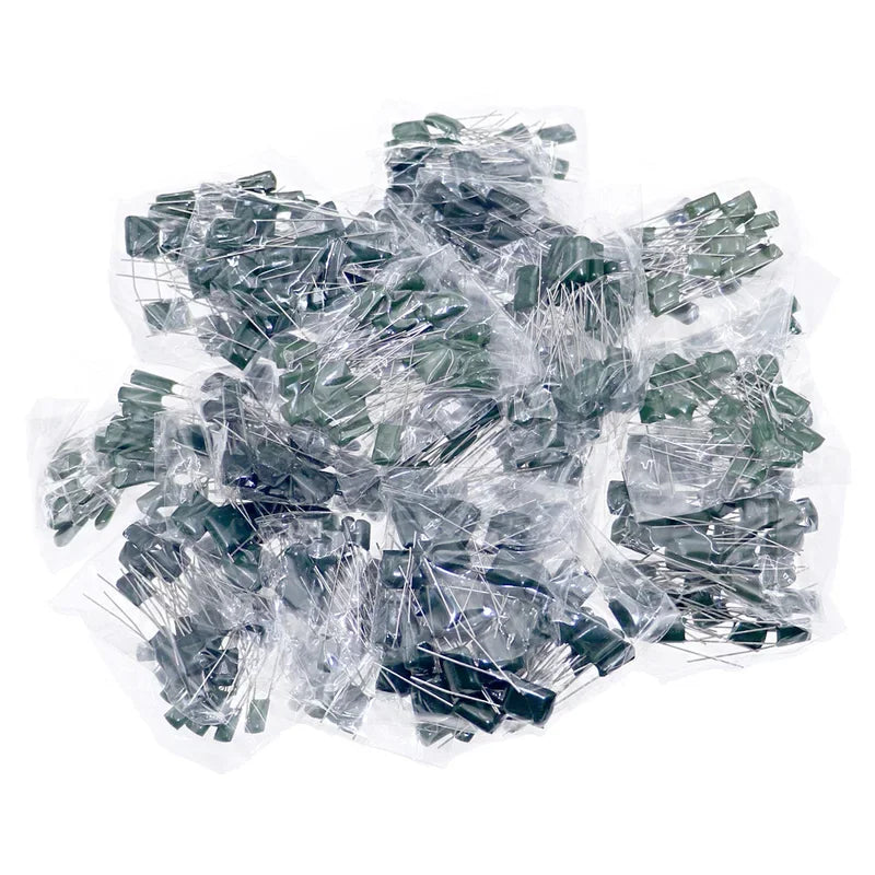 620pcs 31Value 100V Mylar Film Capacitor Assorted Kit 0.22NF-470NF Capacitor pack 2A102 2A103 2A104 2A221 2A222 2A223 2A224