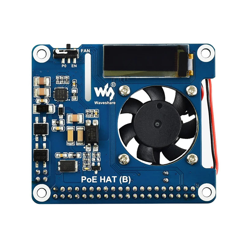 Raspberry Pi Power Over Ethernet Expansion Board PoE HAT 802.3af With Cooling Fan Temperature OLED For Raspberry Pi 3B+ 4B
