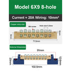 019 Series 6*9 8*12 4/6/8/10/12/14/16 Hole Zero Ground Row Copper Bar Connection Terminal Wiring Terminal of Distribution Box