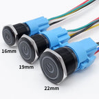 12/16/19/22mm Push Button Switch Oxidized Black Momentary Latching Fixed On Off Power Switch with wire LED Light 5V 12V 24V 220V